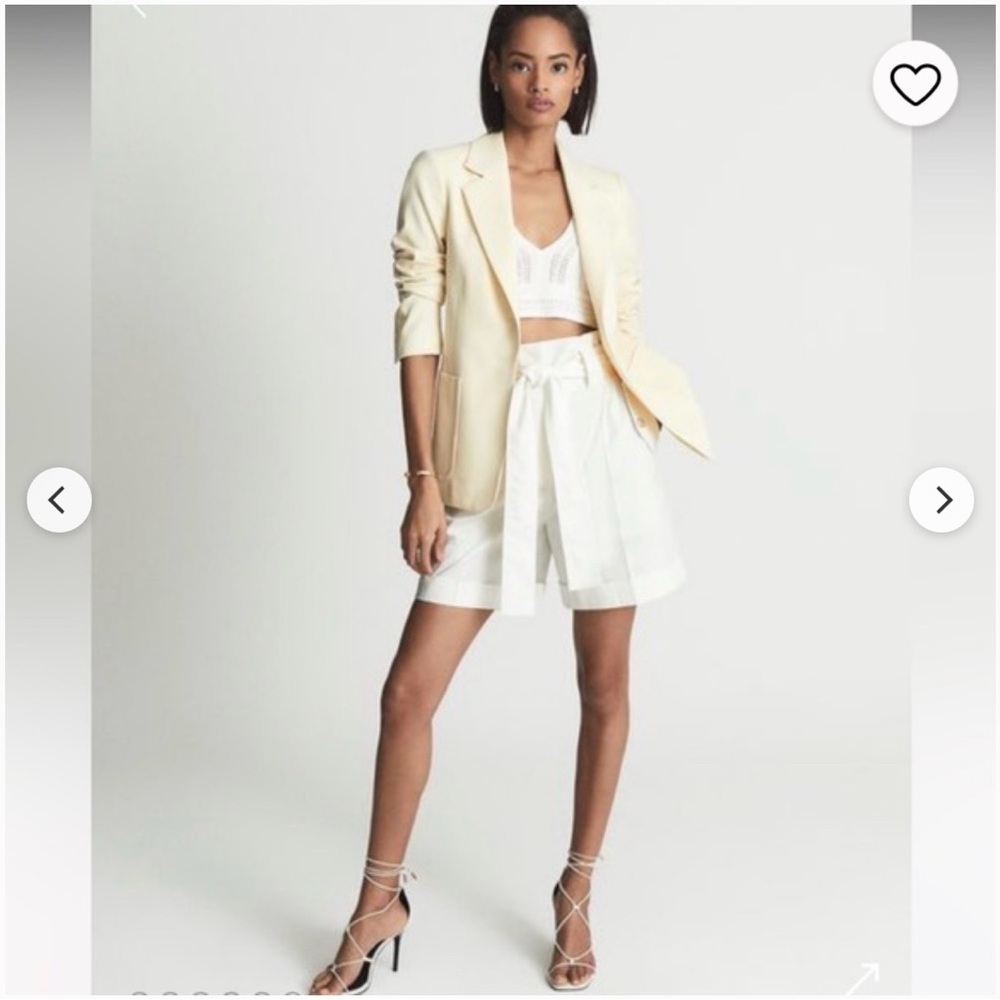 Reiss Ivory High-Waist Tie-Belt Shorts - Picture 9 of 9